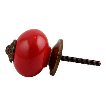 Solid Red Antique Fitting Ceramic Drawer Knob